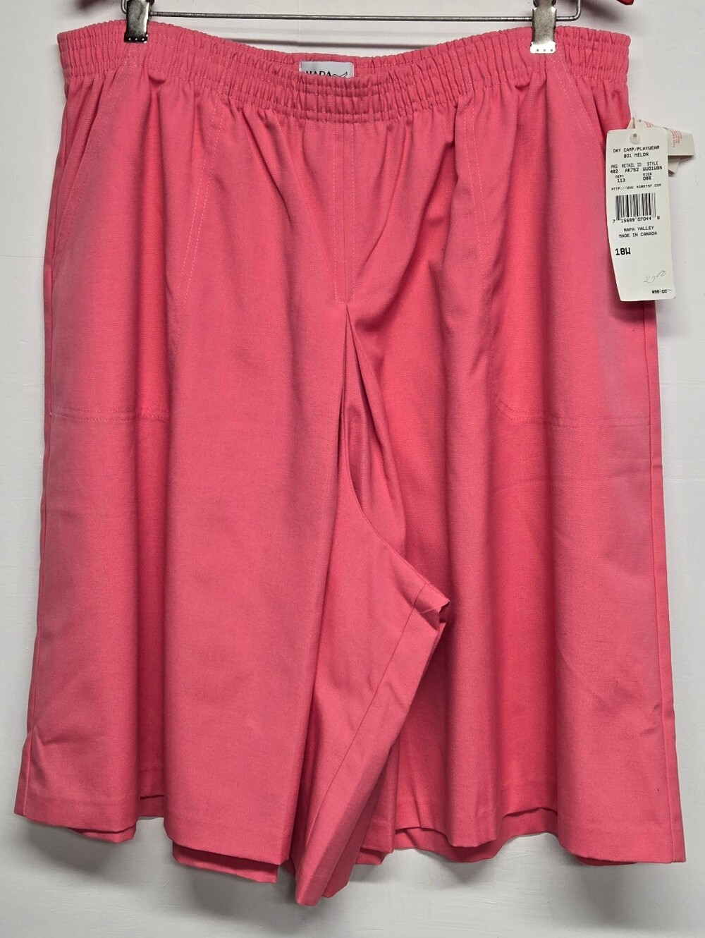 Napa Valley 18W Long Wide Leg Shorts Melon Pink Elastic Waist Pockets New